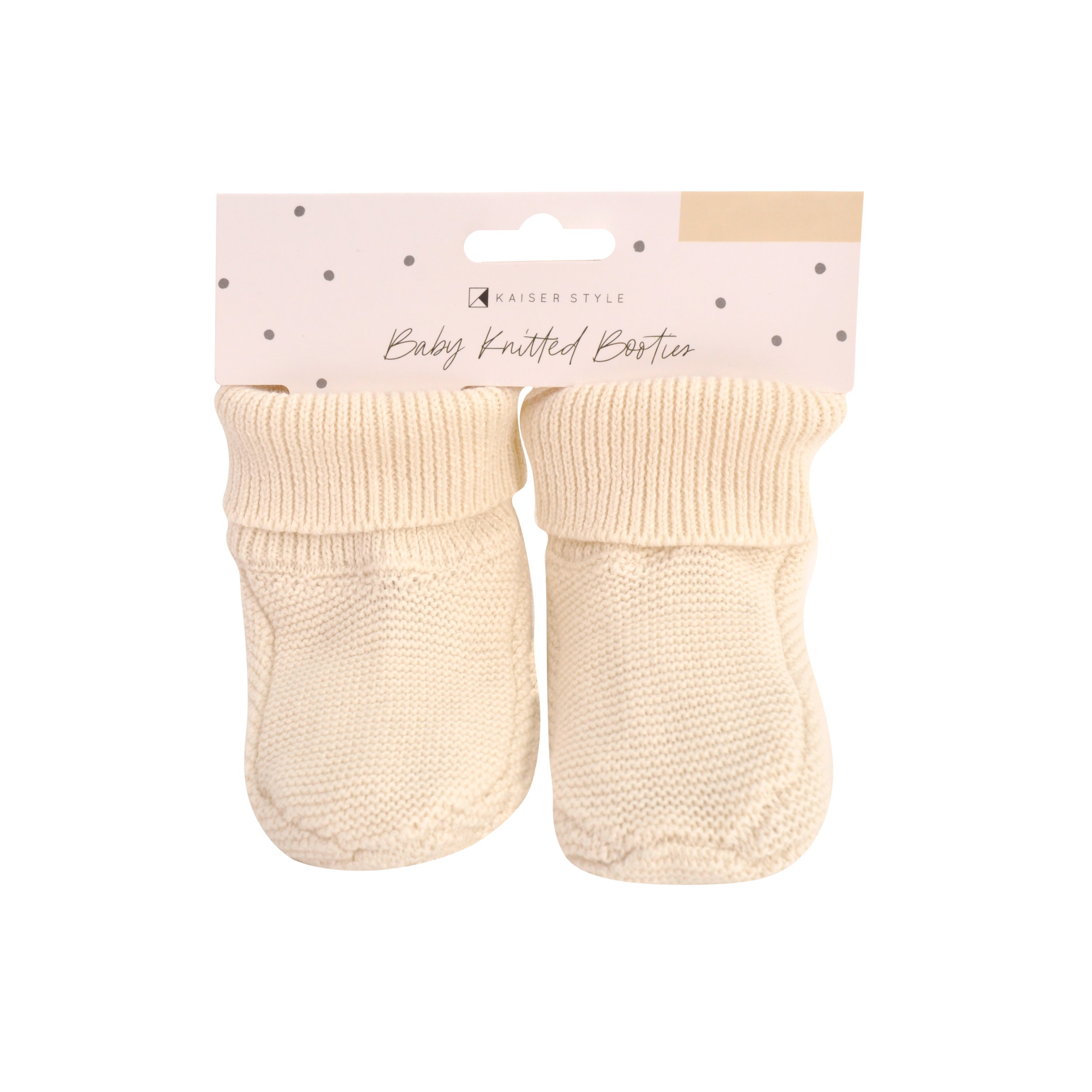 Baby Knitted Booties 0-6 Months - Cream